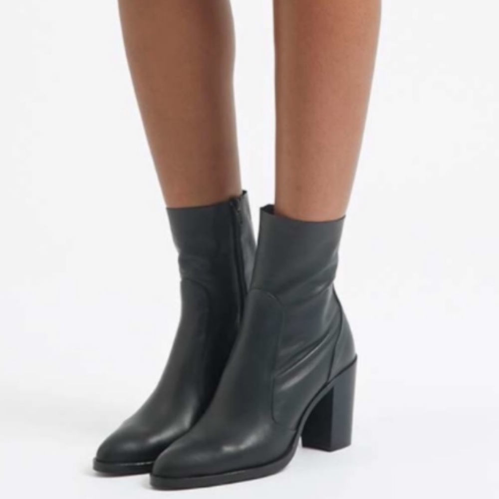 Topshop Leather Million Sock Boots Black